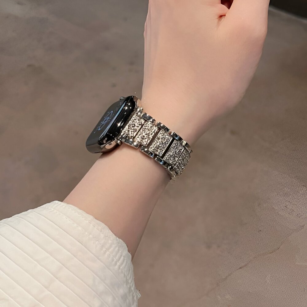 Apple Watch Band Adjustable Luxury Stylish Strap Silver Stainless Chain - Silve